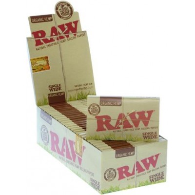 RAW SINGLE WIDE ORGANIC CIGARETTE ROLLING PAPERS 25CT/PACK